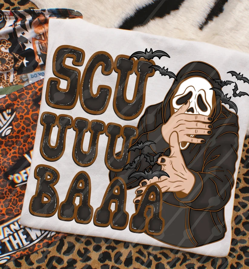 Scuuuba GF Halloween Shirt | Funny Spooky Season Graphic Tee | Horror Movie Inspired Halloween T-Shirt | Trendy Fall Apparel