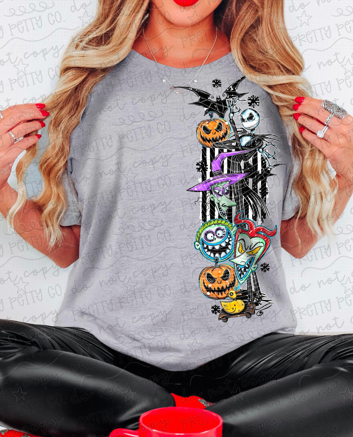 Spooky Holiday Character Side Print Shirt | Gothic Christmas Pocket Tee | Halloween Christmas Shirt | Creepy Holiday Graphic Tee | Alternative Christmas Apparel