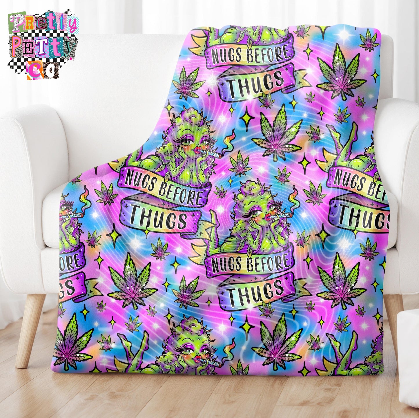 Nugs Before Thugs Blanket – Plush Throw, Soft Cozy Cannabis Fan Blanket, Limited Edition