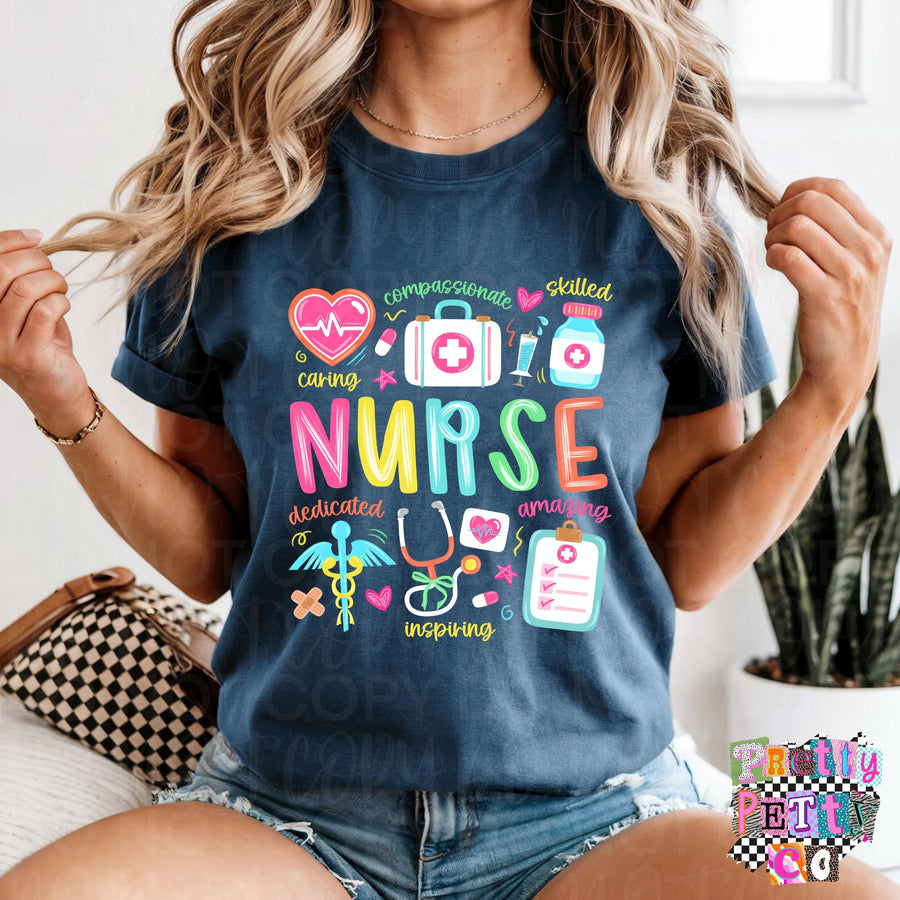 Nurse T-Shirt – Cute Nurse Life Graphic Tee, Fun Healthcare & Inspirational Boutique Shirt for Women, Playful Everyday Top - Pretty Petty Co
