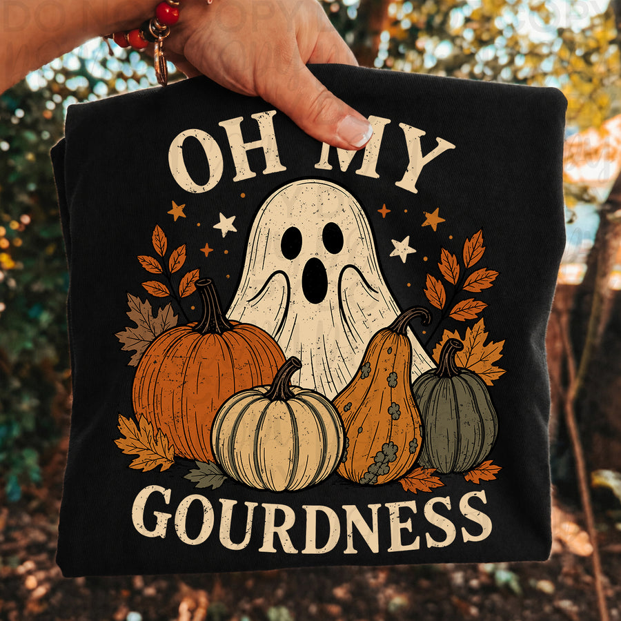 Oh My Gourdness Halloween Shirt | Funny Ghost Pumpkin Graphic Tee | Cute Fall Halloween T-Shirt | Trendy Autumn Apparel