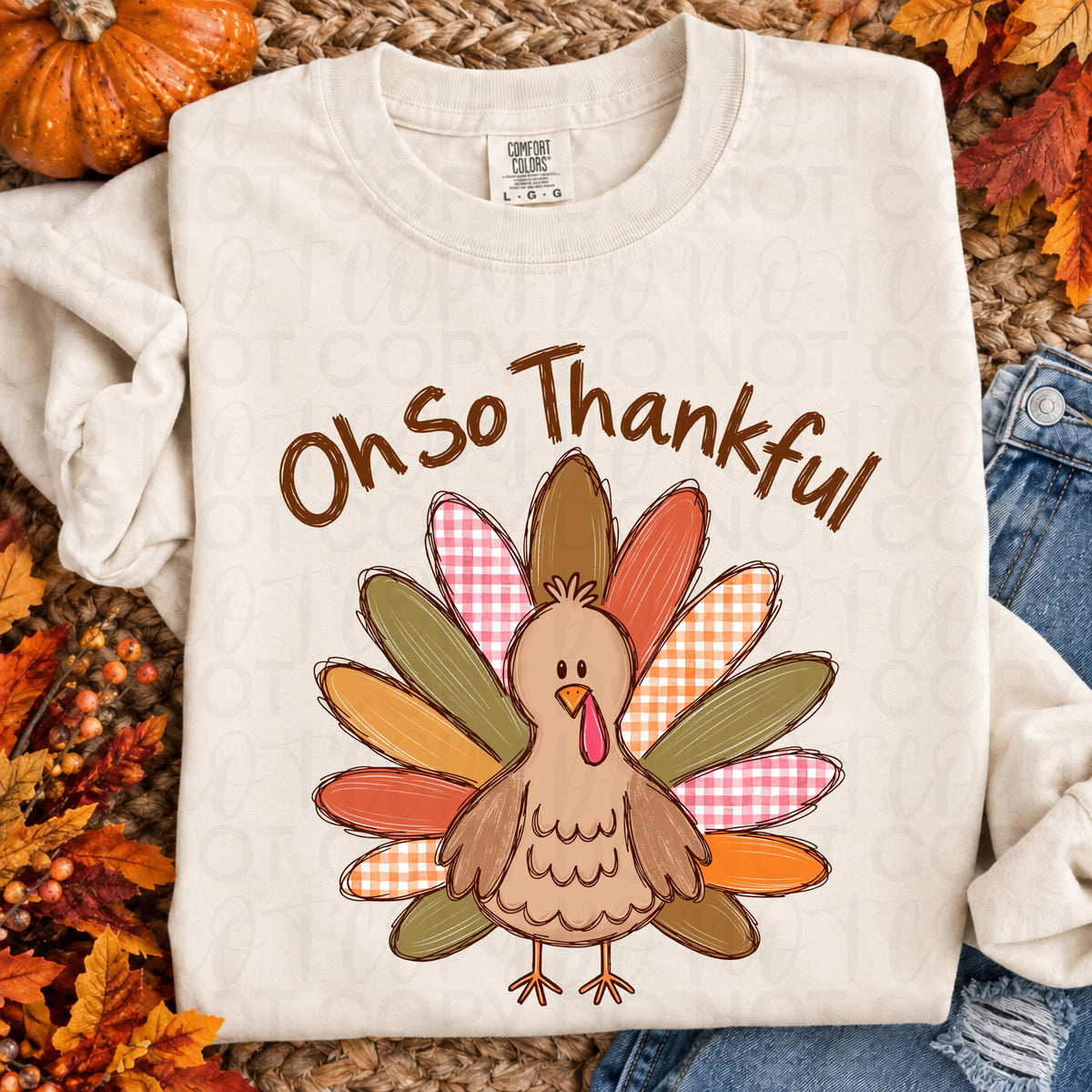 Oh So Thankful Thanksgiving Shirt | Retro Turkey Comfort Colors Tee