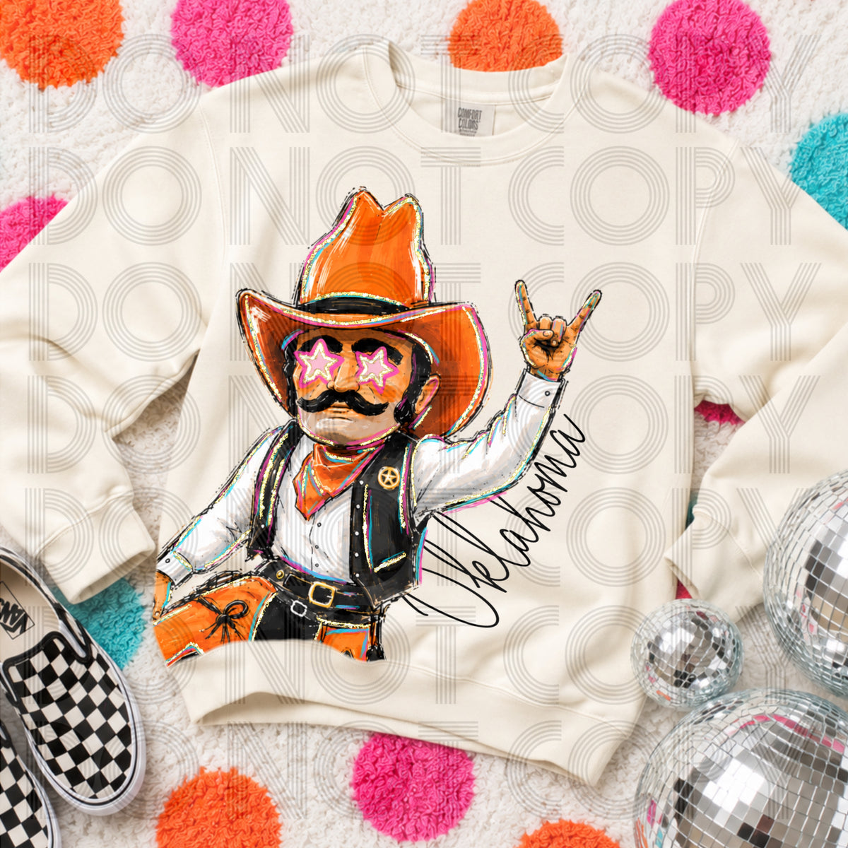 Rockin’ Delulu Mascots – Oklahoma Orange Cowboy Gameday Graphic Tee