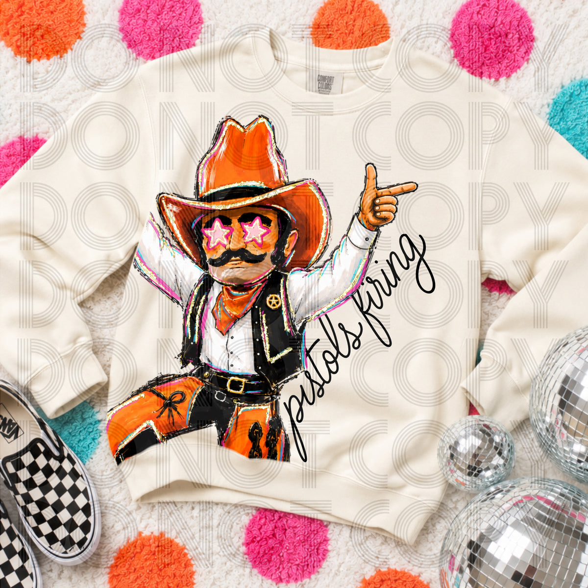 Rockin’ Delulu Mascots – Oklahoma Orange Pistol Cowboy Gameday Graphic Tee