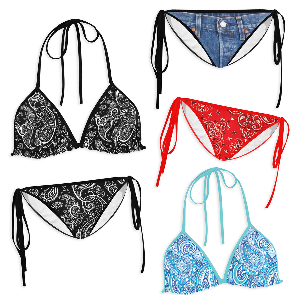 Paisley Retro Bikini Top & Bottoms - Pretty Petty Co