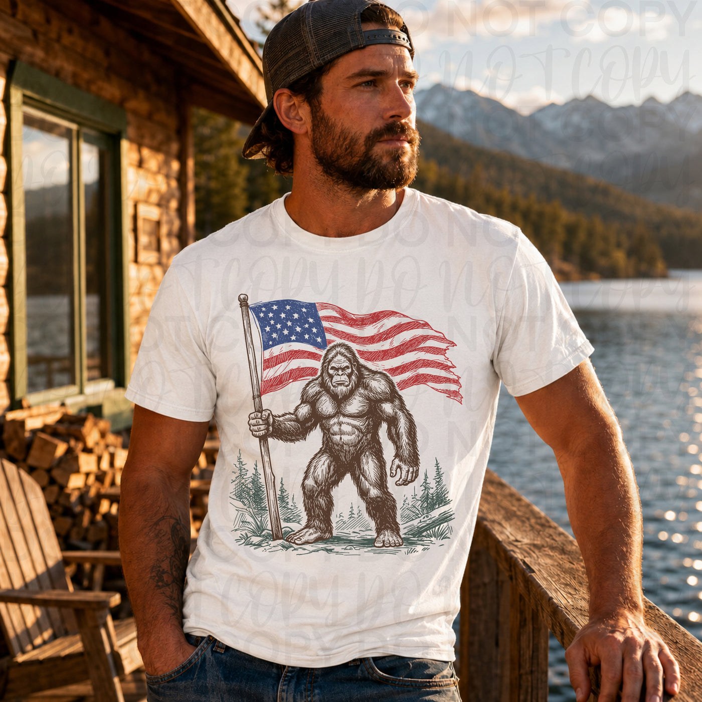 Patriotic Bigfoot Shirt | Red White and Blue Sasquatch 4th of July Tee