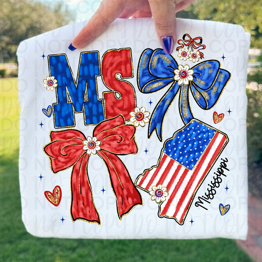 Mississippi Patriotic Shirt | MS Pride Red White and Blue Graphic Tee