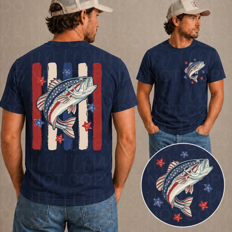 Southern Fishing Flag Shirt, Gildan Bass Hunter Tee, Vintage Lake Life Apparel - Pretty Petty Co