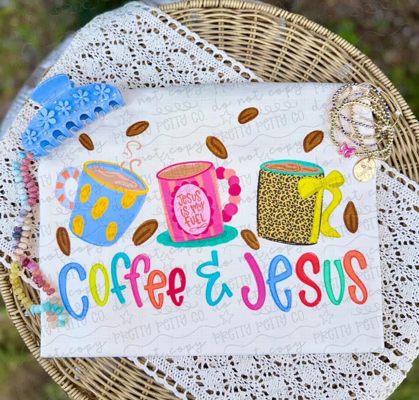 Coffee and Jesus Shirt for Women | Christian Coffee Graphic Tee | Faith T-Shirt