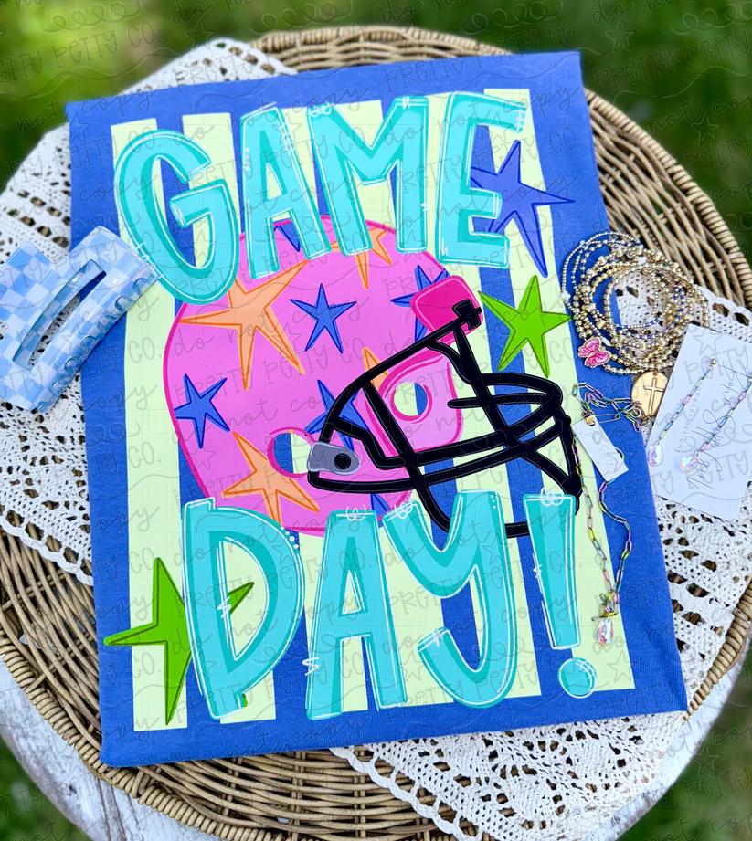 Game Day Football Graphic Tee | Colorful Retro Football Shirt | Trendy Sports T-Shirt