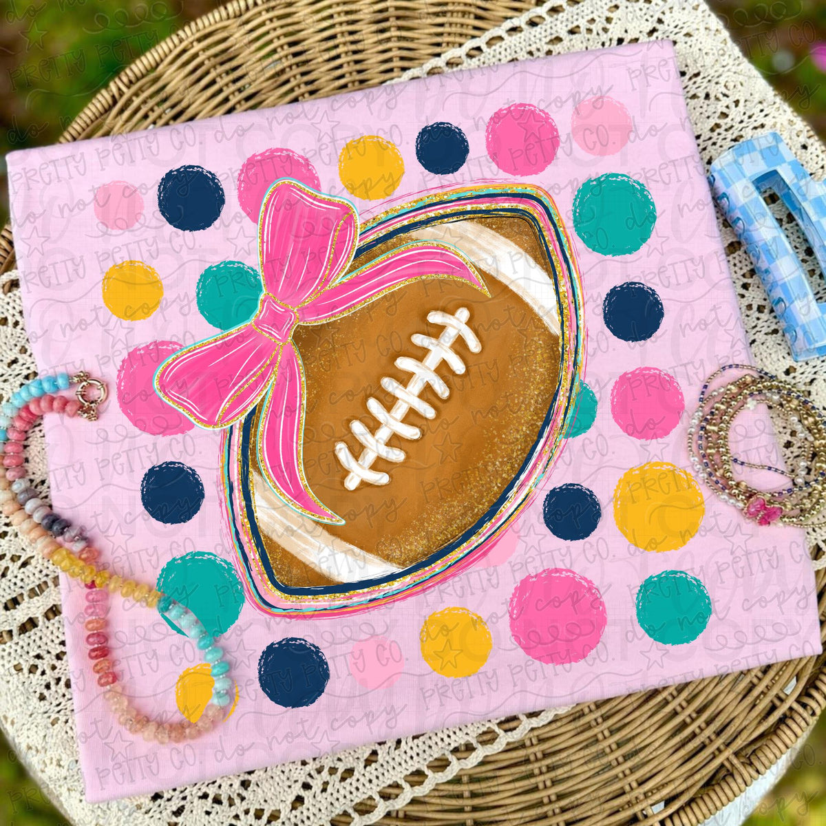 Preppy Football Shirt | Cute Football Game Day Tee | Coquette Football Shirt | Tailgate Graphic Tee | Football Fan Apparel