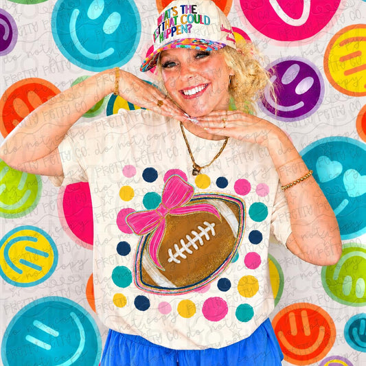 Preppy Football Shirt | Cute Football Game Day Tee | Coquette Football Shirt | Tailgate Graphic Tee | Football Fan Apparel