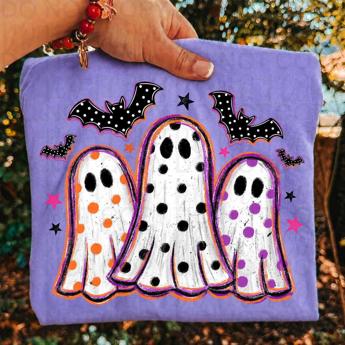 Cute Polka Dot Ghost Trio Halloween Shirt | Spooky Ghost Graphic Tee | Retro Halloween T-Shirt | Trendy Fall Ghost Apparel