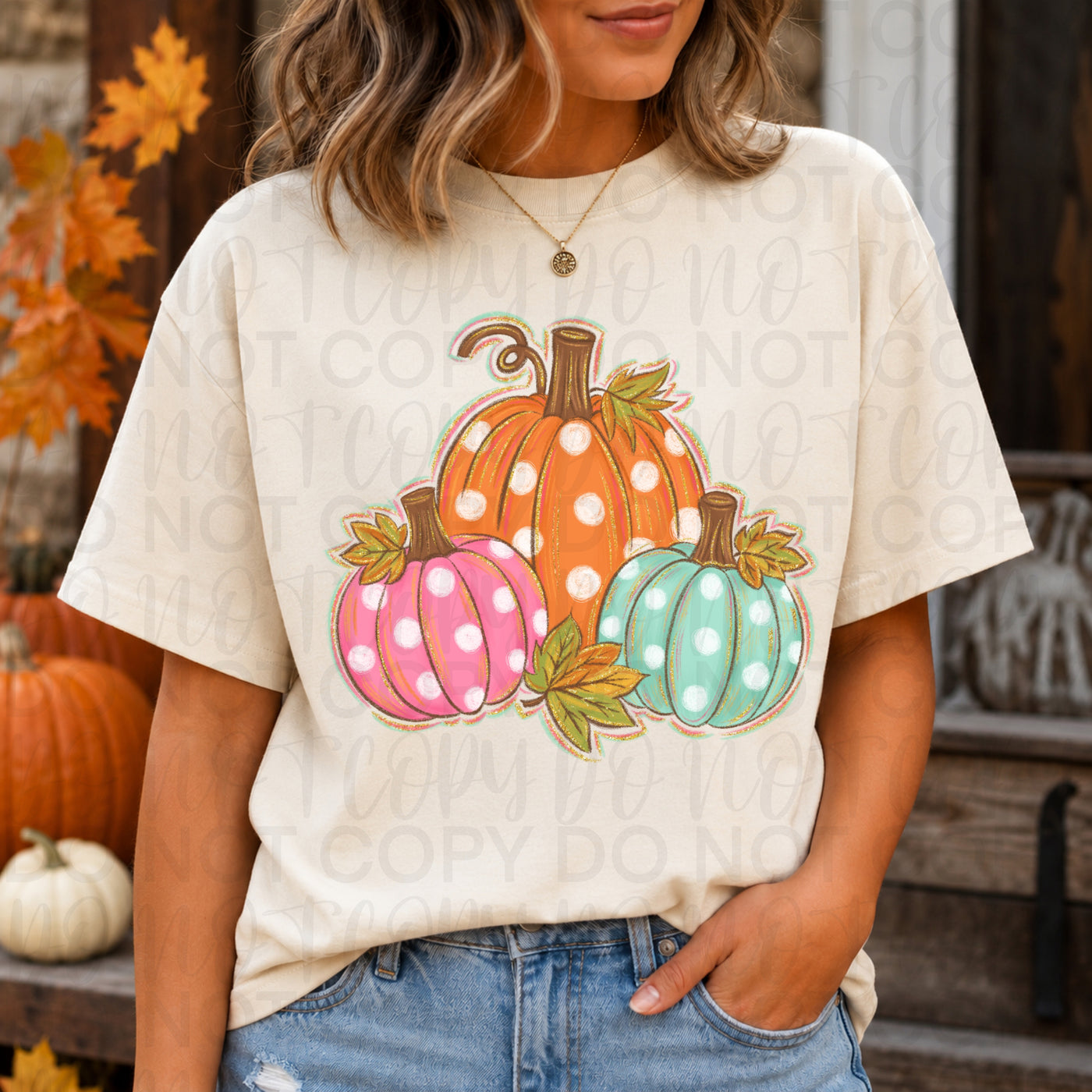 Colorful Polka Dot Pumpkin Shirt | Cute Fall Graphic Tee | Pink & Teal Pumpkin Shirt | Women’s Autumn Thanksgiving Tee