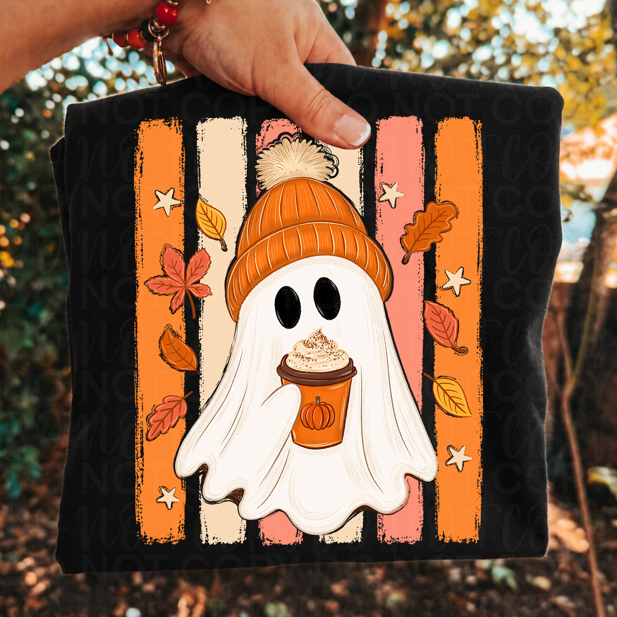 Pumpkin Spice Ghost Shirt | Cute Fall Ghost Graphic Tee | Pumpkin Spice Latte Halloween Shirt | Cozy Autumn Coffee Lover Comfort Colors Tee