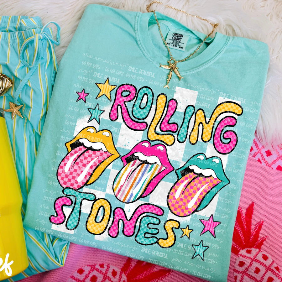 Colorful Rolling Stones Shirt | Retro Rock Band Graphic Tee | Vintage Music Apparel | Bright Tongue Logo Tee