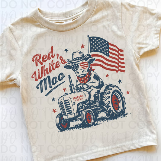Red White and Moo Shirt | Patriotic Cow 4th of July Graphic Tee