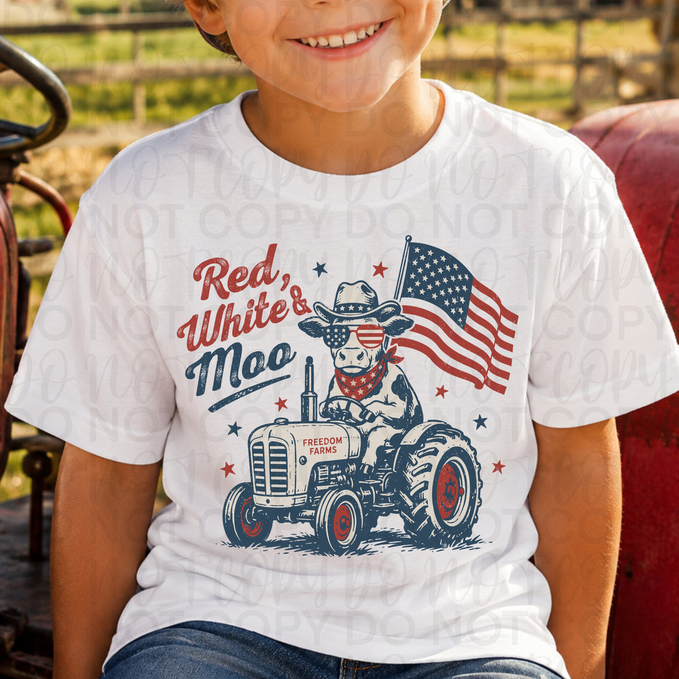 Red White and Moo Shirt | Patriotic Cow 4th of July Graphic Tee