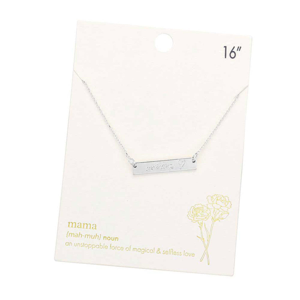 Mama Message Metal Rectangle Pendant Necklace