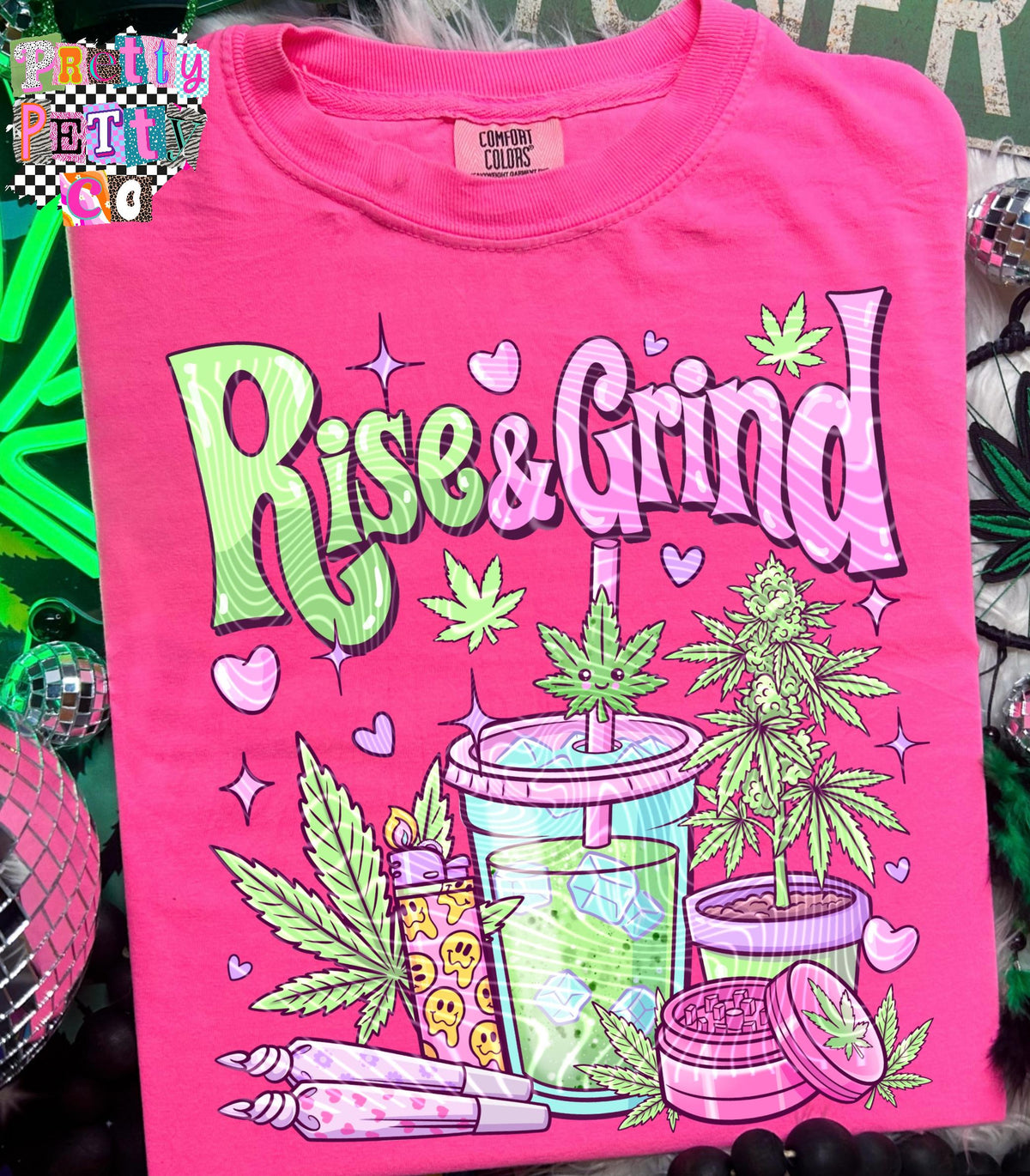 Rise & Grind 420 Stoner Shirt | Funny Weed Coffee Graphic Tee | Cannabis Sweatshirt - Pretty Petty Co