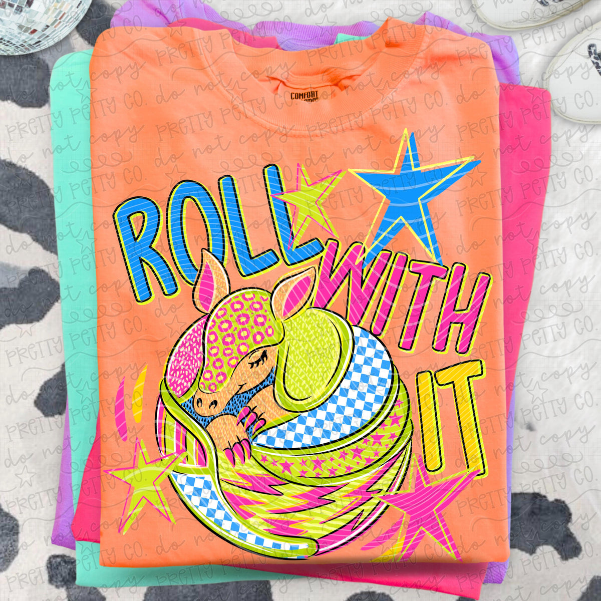 Roll With It Funny Animal Shirt, Vintage Animal Pun Graphic Tee, Cute Funny Casual Tee, Playful Animal Humor Shirt for Women and Kids - Pretty Petty Co