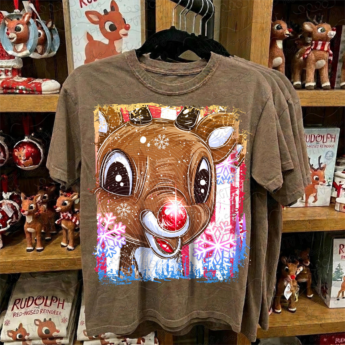 Red Nosed Reindeer Inspired PNG | Christmas Reindeer Digital Download | Cute Holiday Deer Sublimation PNG | Winter DTF Transfer Design
