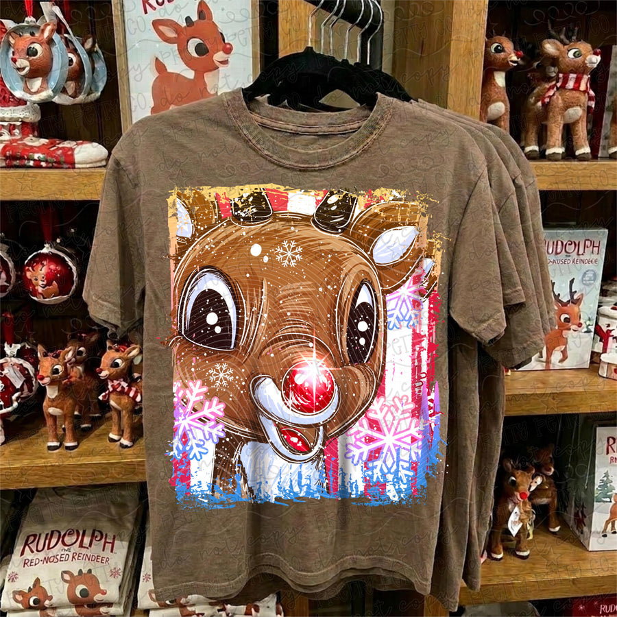 Red Nosed Reindeer Inspired PNG | Christmas Reindeer Digital Download | Cute Holiday Deer Sublimation PNG | Winter DTF Transfer Design