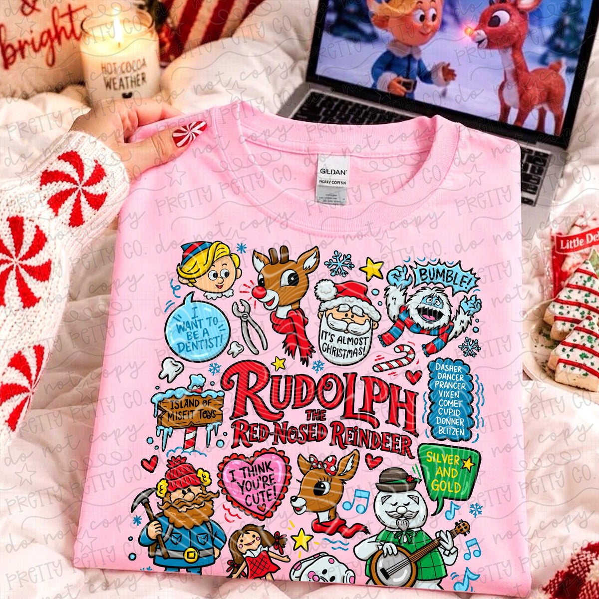 Retro Red Nose Reindeer Christmas Graphic Tee | Vintage Holiday Shirt