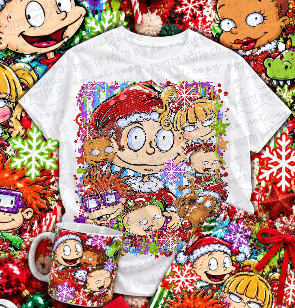 90s Throwback Cartoon Babies Christmas Graphic Tee