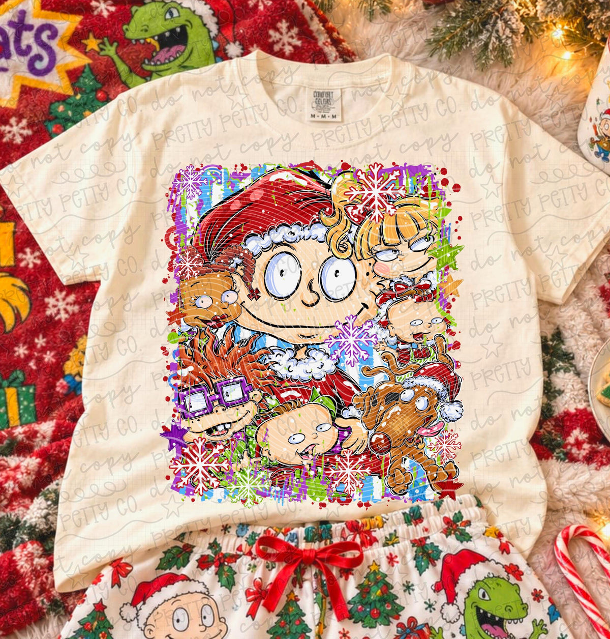 90s Throwback Cartoon Babies Christmas Graphic Tee