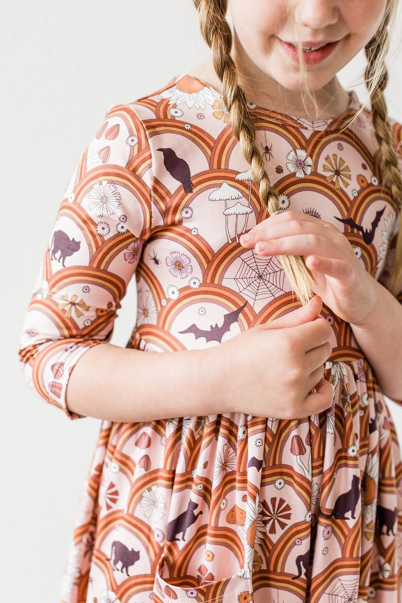 SALE Hocus Pocus 3/4 Sleeve Pocket Twirl Dress