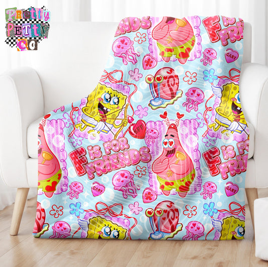 Sea Besties Blanket – Plush Throw, Soft Cozy Nostalgic Cartoon Best Friends Blanket, Limited Edition