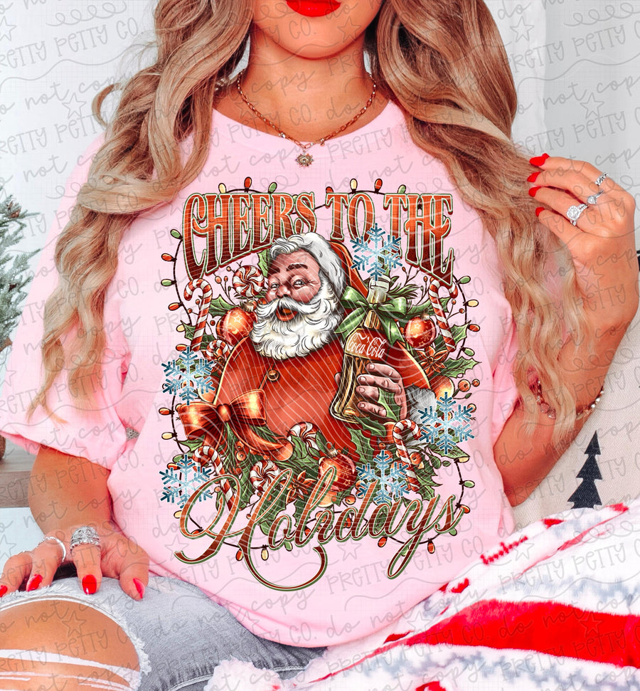 Vintage Santa Cheers to the Holidays Graphic Tee