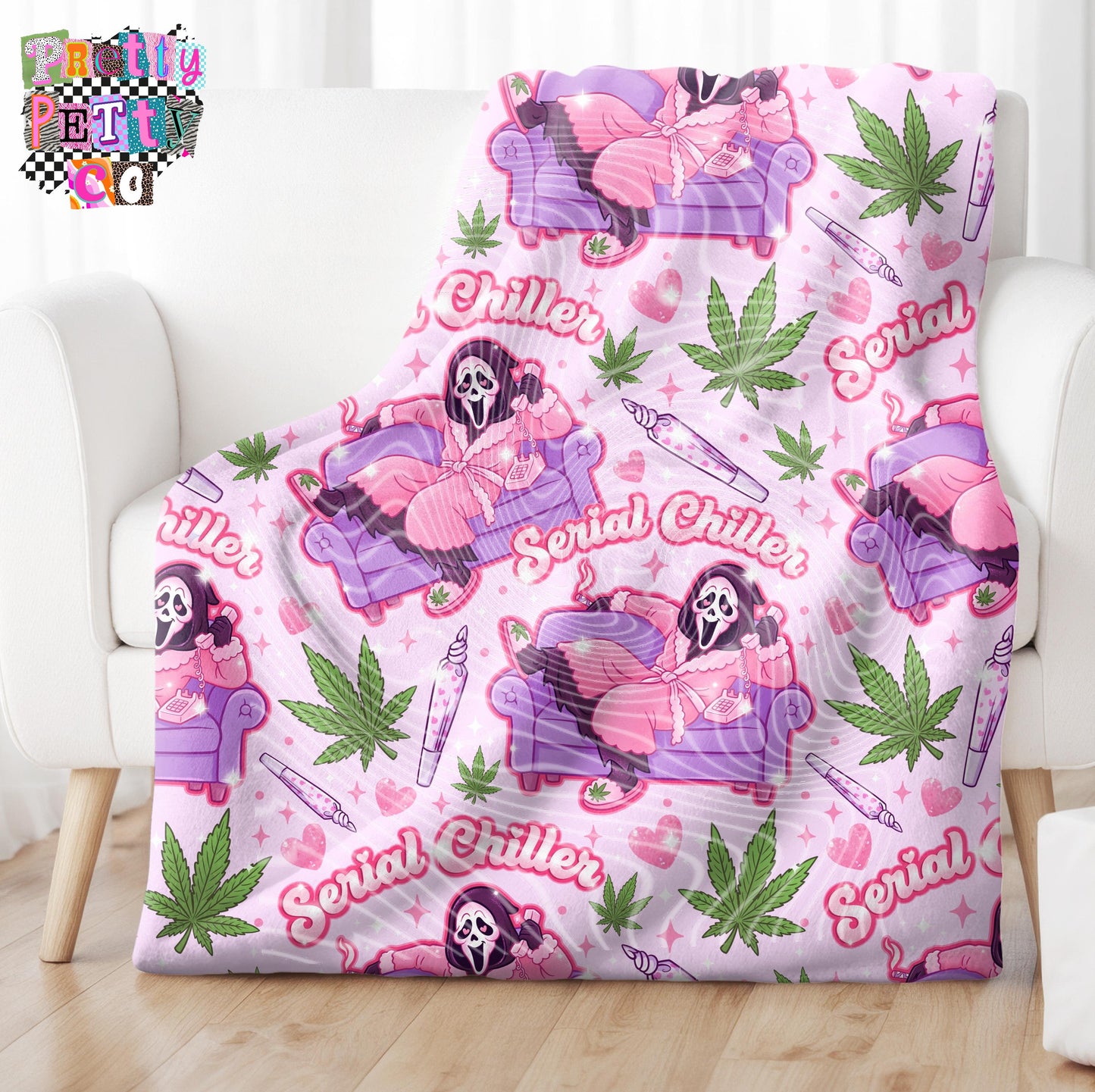 Serial Chiller Blanket – Plush Throw, Soft Cozy Cannabis Fan Blanket, Limited Edition