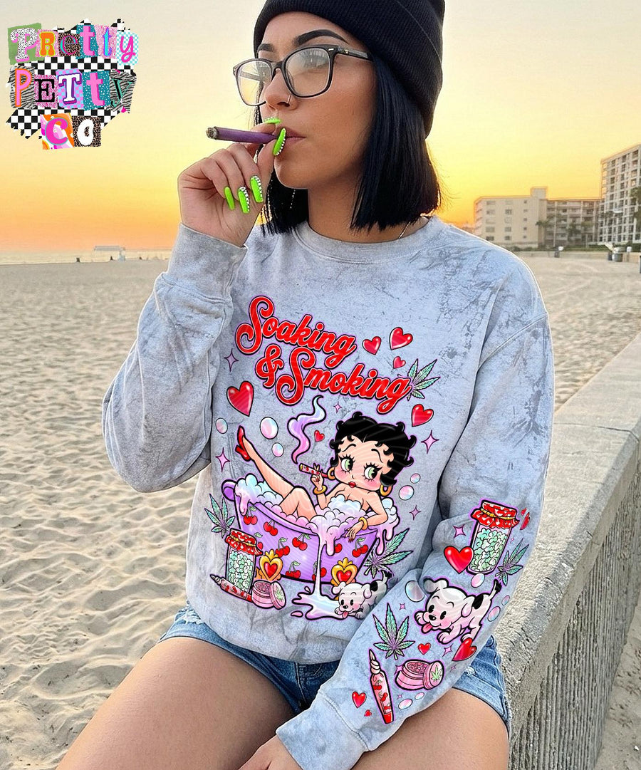 Soakin & Smokin Betty Boop Shirt | Funny 420 Stoner Graphic Tee | Weed Lover Sweatshirt - Pretty Petty Co