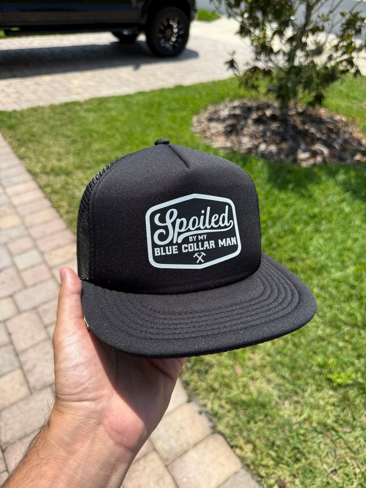 Spoiled By My Blue Collar Man Trucker Hat - Pretty Petty Co