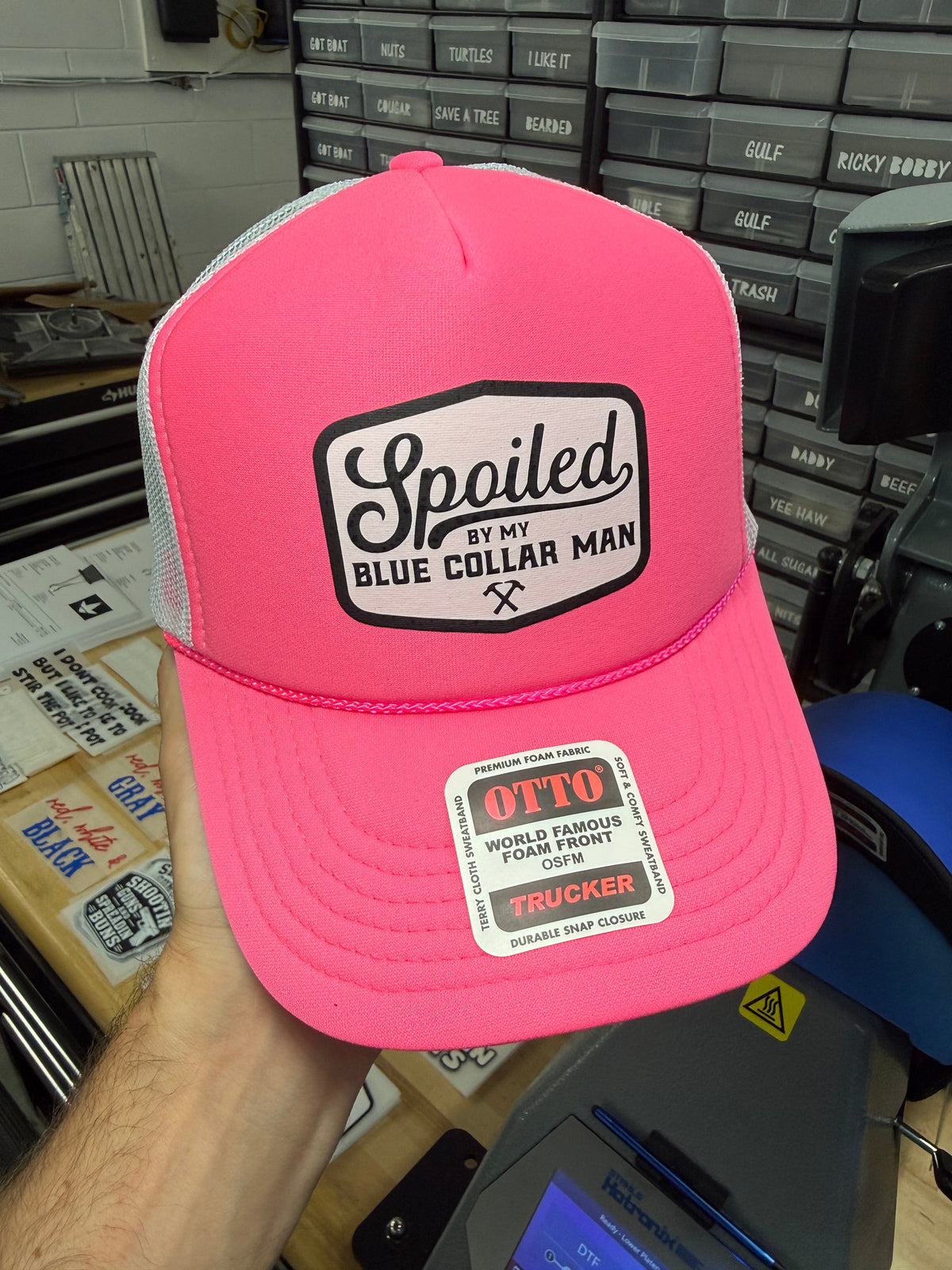 Spoiled By My Blue Collar Man Trucker Hat - Pretty Petty Co