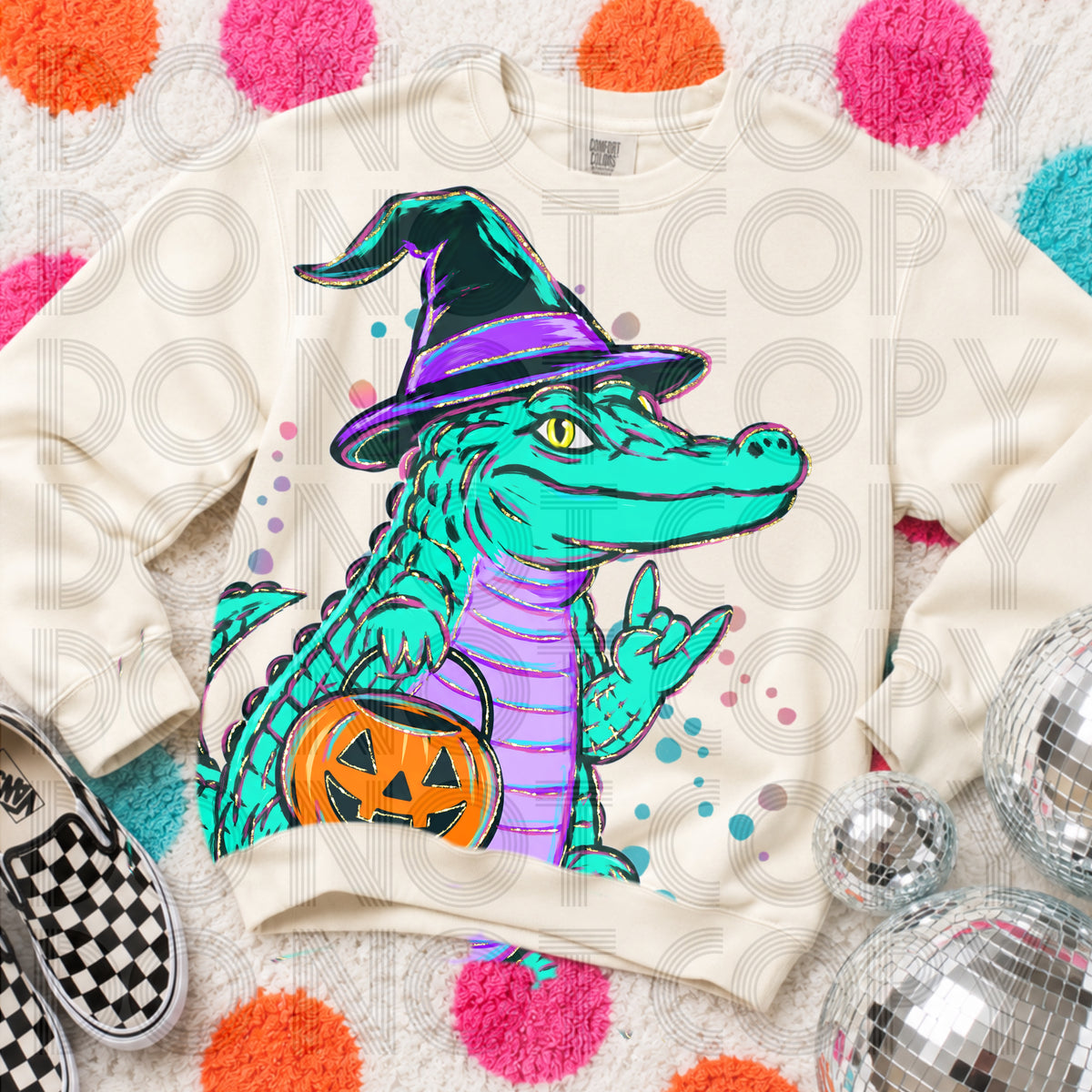 Spooky Crocodile Comfort Colors Halloween Graphic Tee | Witchy Alligator Fall Shirt