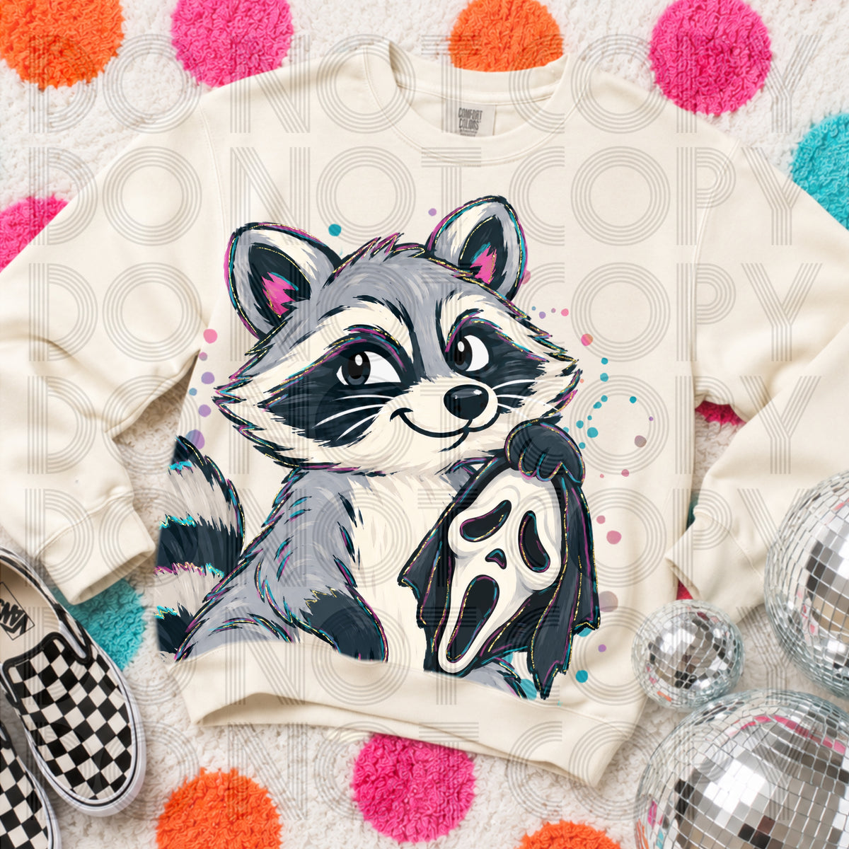 Spooky Raccoon Comfort Colors Halloween Graphic Tee | Cute Colorful Fall Shirt