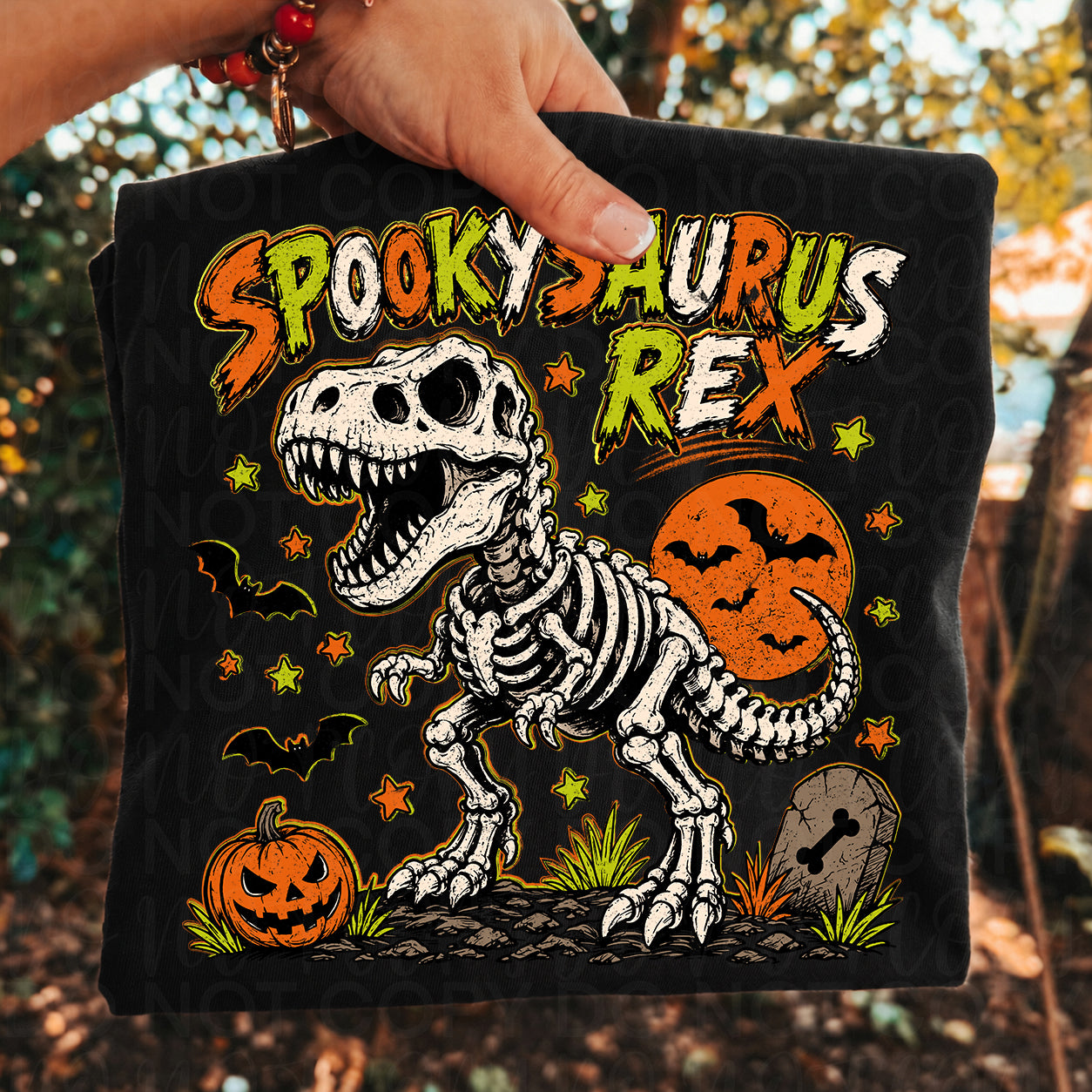 Spookysaurus Rex Halloween Graphic Tee | Dinosaur Skeleton Halloween Shirt | Spooky Dino Tee
