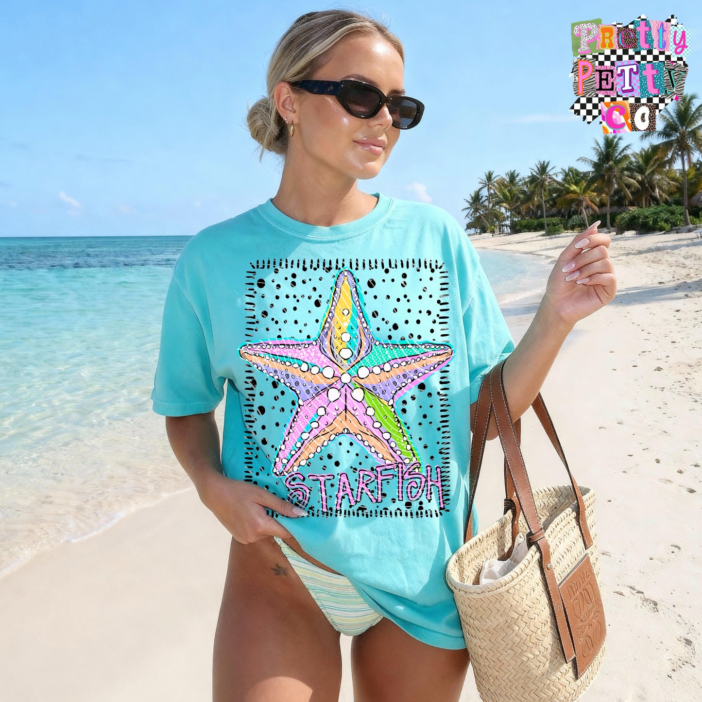 Starfish Beach Graphic Shirt, Ocean Life Summer Tee, Coastal Vacation Vibes, Youth & Adult Sizing