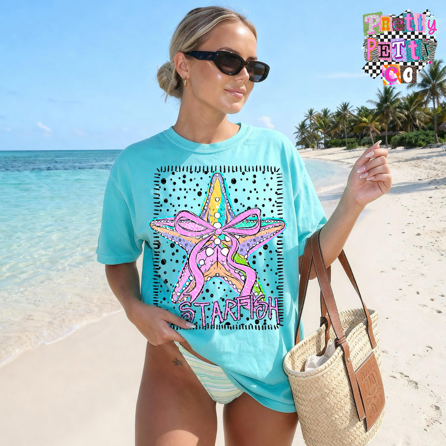 Starfish Beach Graphic Shirt, Ocean Life Summer Tee, Coastal Vacation Vibes, Youth & Adult Sizing - Pretty Petty Co