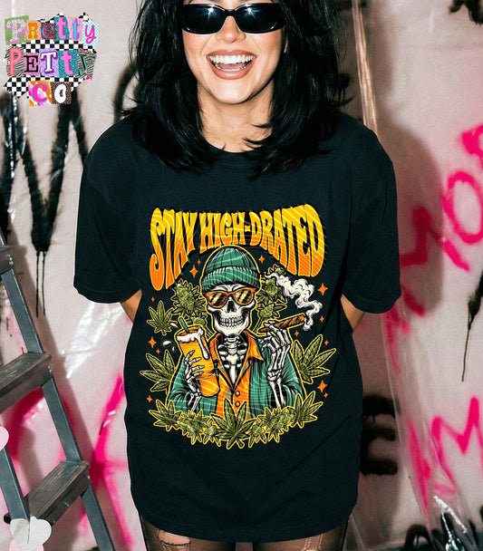Stay Highdrated 420 Stoner Shirt | Funny Weed Humor Graphic Tee | Cannabis Sweatshirt