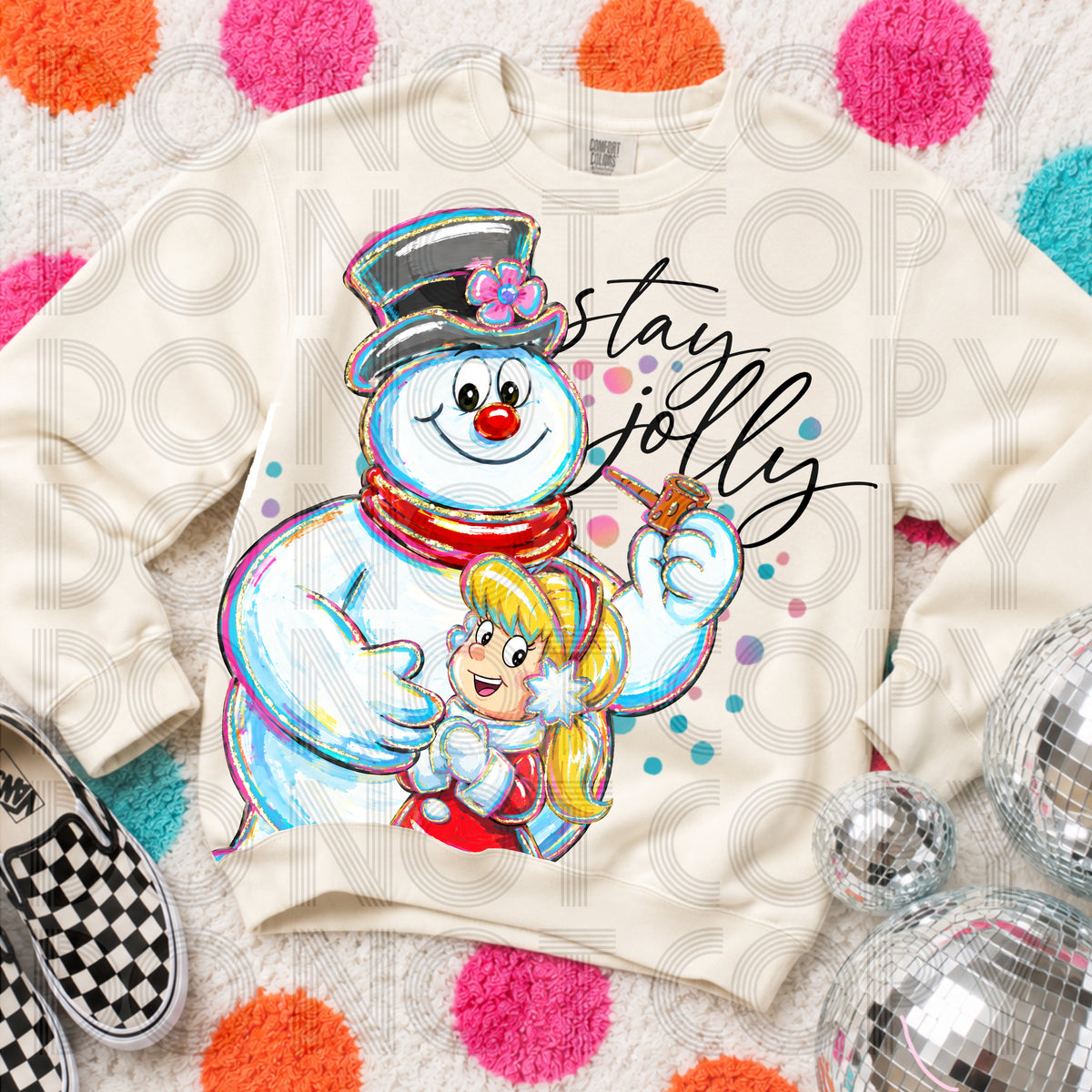 Stay Jolly Snowman Christmas Graphic Tee | Retro Holiday Snowman Shirt | Vintage Inspired Christmas T-Shirt