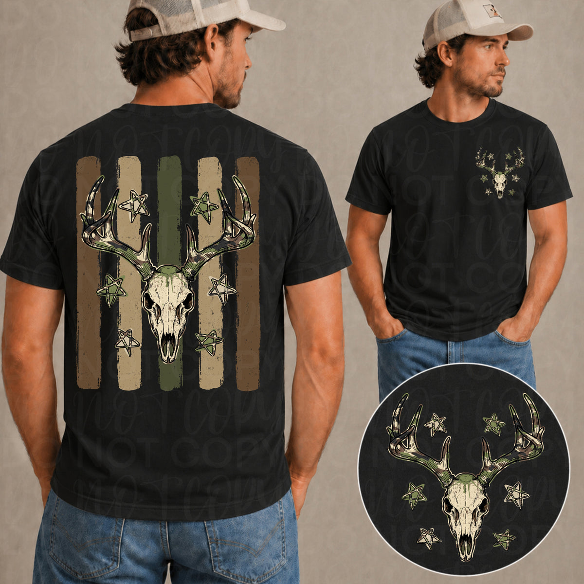 American Flag Deer Head Shirt, Rugged Hunting Graphic Tee, Patriotic Outdoors Men’s T Shirt - Pretty Petty Co