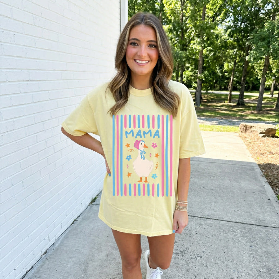 Mama Goose Graphic Tee, Funny Mom Life Shirt, Cute Goose Design, Trendy Motherhood Vibes, Comfort Colors - Pretty Petty Co