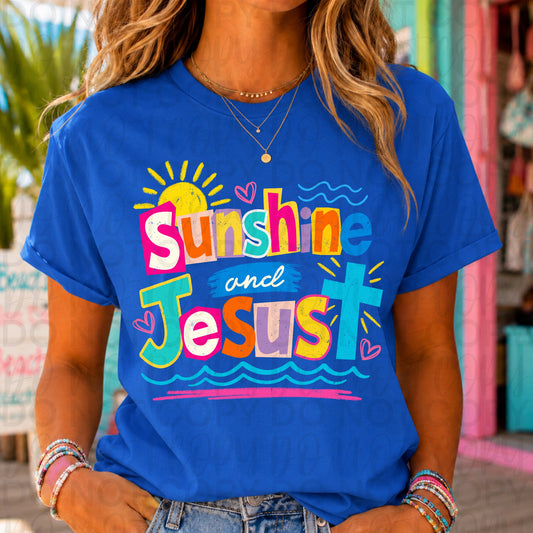 Sunshine and Jesus Graphic Tee – Comfort Colors Christian Faith Shirt, Inspirational Faith Based T-Shirt