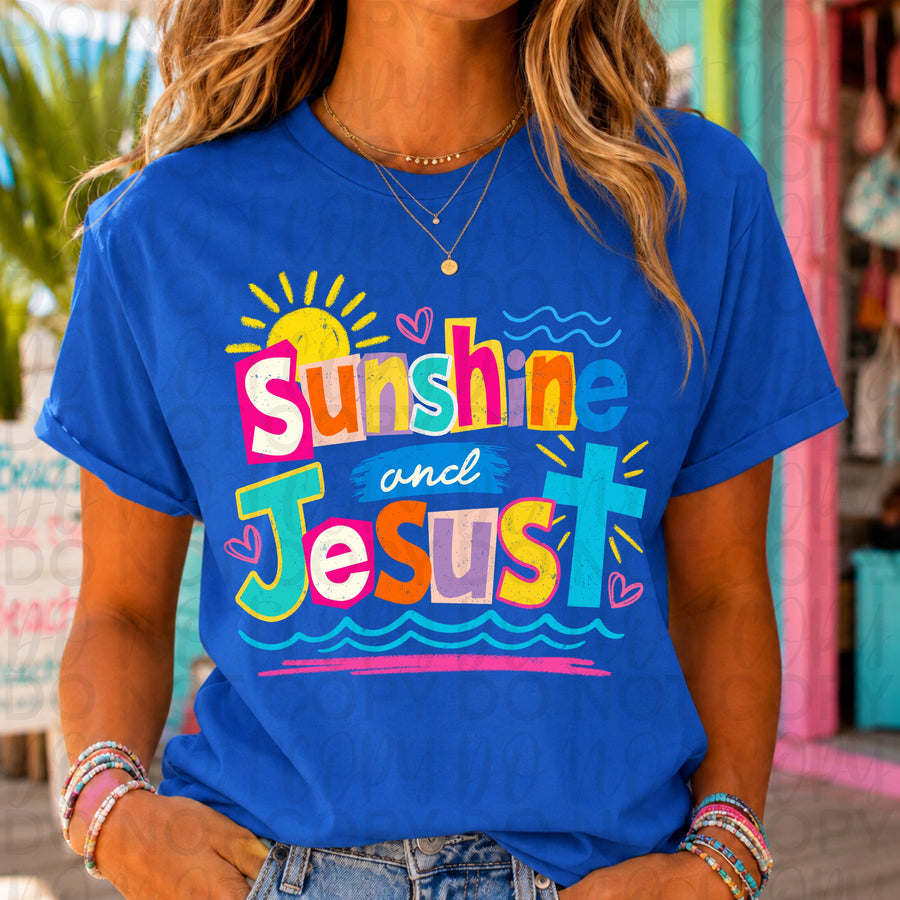 Sunshine and Jesus Graphic Tee – Comfort Colors Christian Faith Shirt, Inspirational Faith Based T-Shirt - Pretty Petty Co