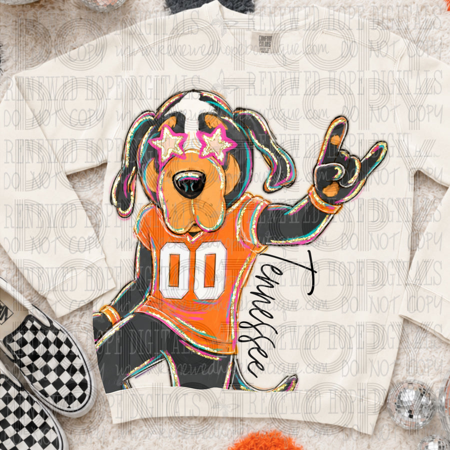 Rockin’ Delulu Mascots – Tennessee Orange Hound Gameday Graphic Tee