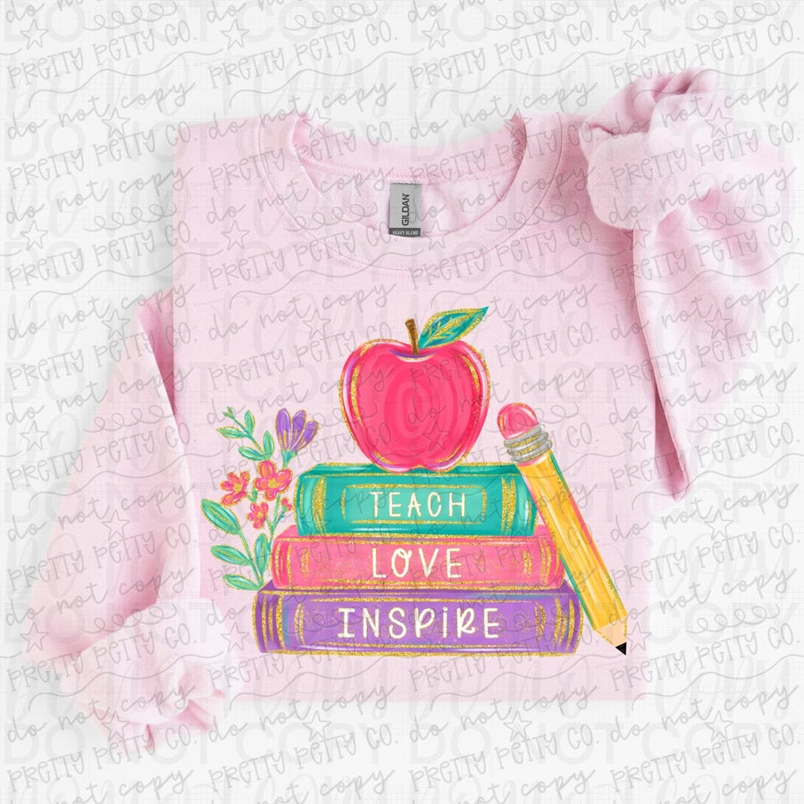 Teach Learn Inspire Shirt | Teacher Graphic Tee | Inspirational Teacher Shirt | Back to School Tee | Teacher Appreciation Gift